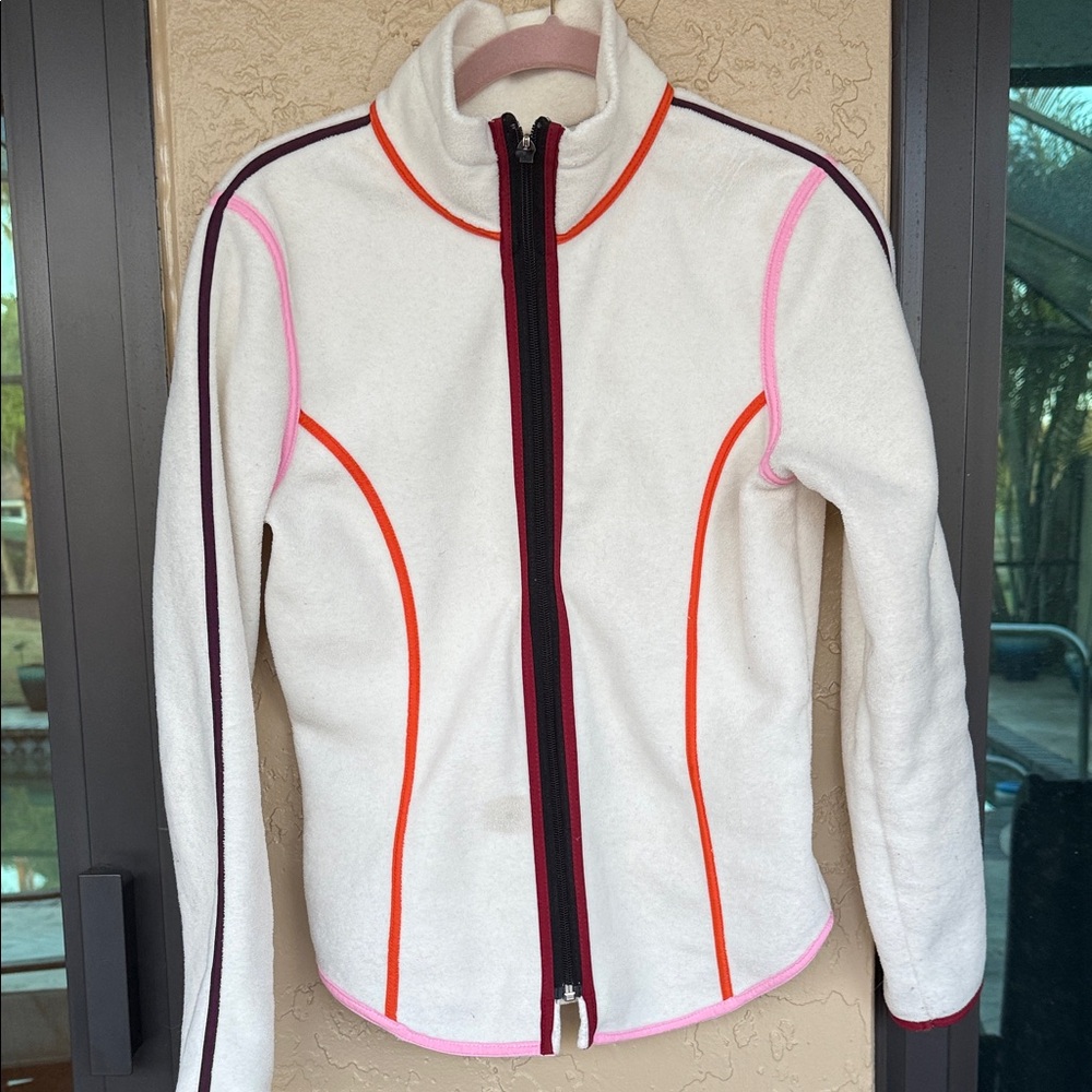 Roots Women's White Jacket with Pink and Orange Accents